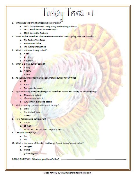 printable Thanksgiving trivia