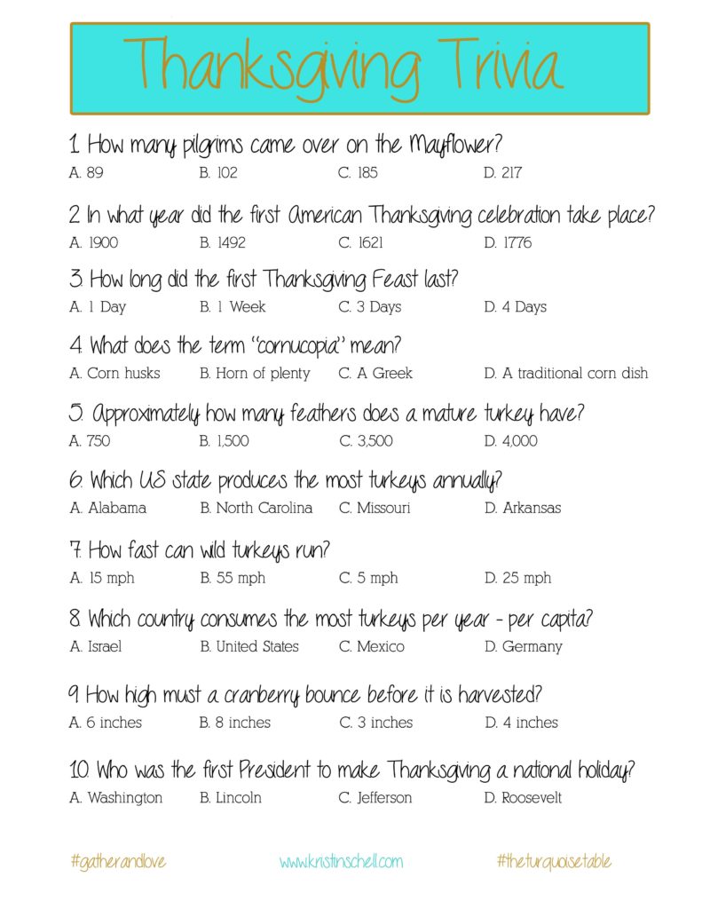 printable Thanksgiving trivia