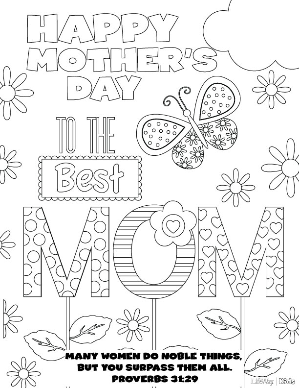 Page To Color On Mothers Day