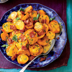 Happy Thanksgiving Recipes 2021 - Slow-Cooker Sweet Potatoes With Bacon