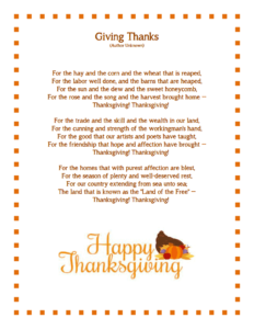 Thanksgiving acrostic poem